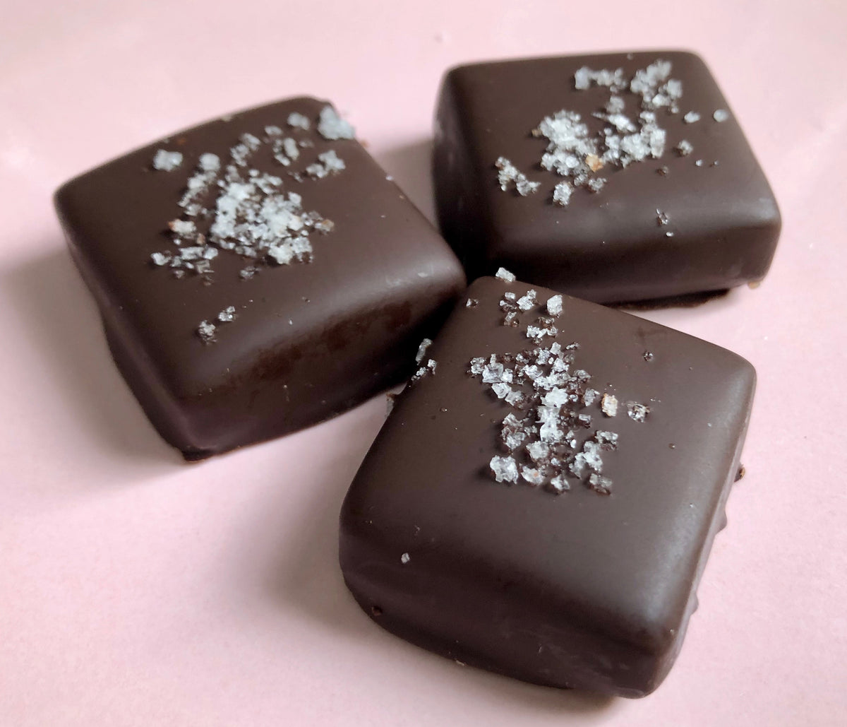 4 pc Dark Chocolate Covered Caramel with Fleur de Sel Eye Candy Chocolatier